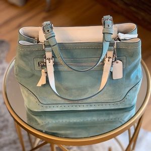 Vintage Robin’s Egg Blue Suede Coach